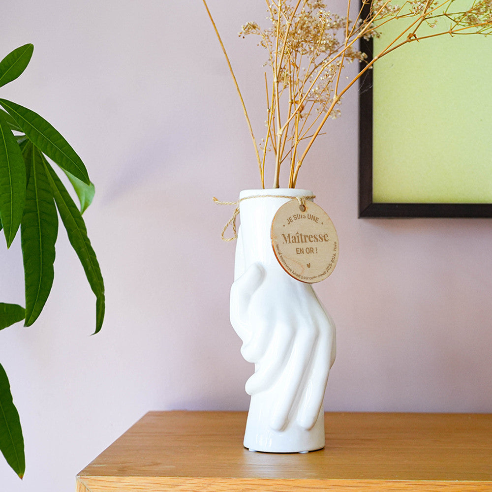 Vase deux mains avec Médaillon Maîtresse Adorée à Personnaliser - Vase Original