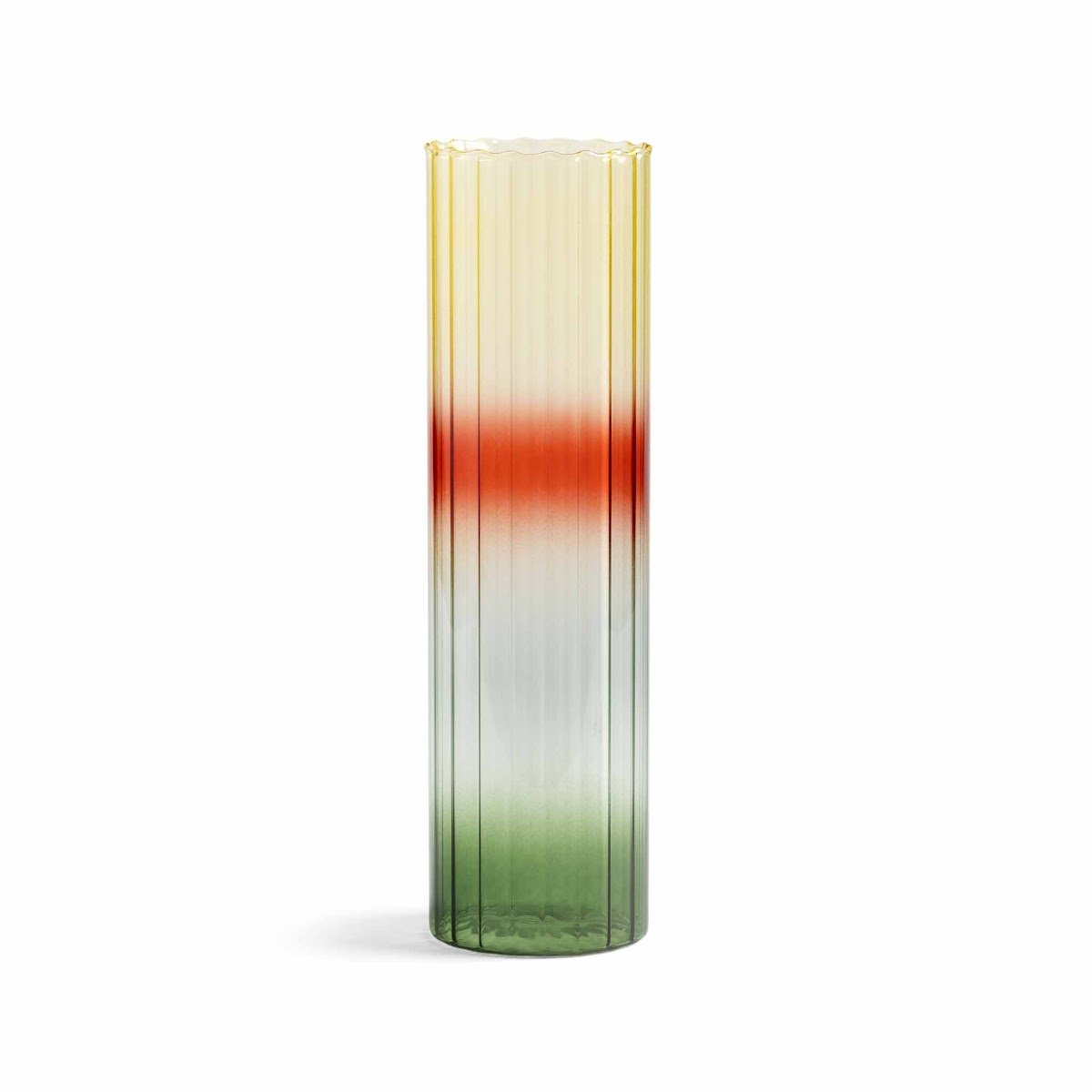 Vase transparent coloré en verre soufflé