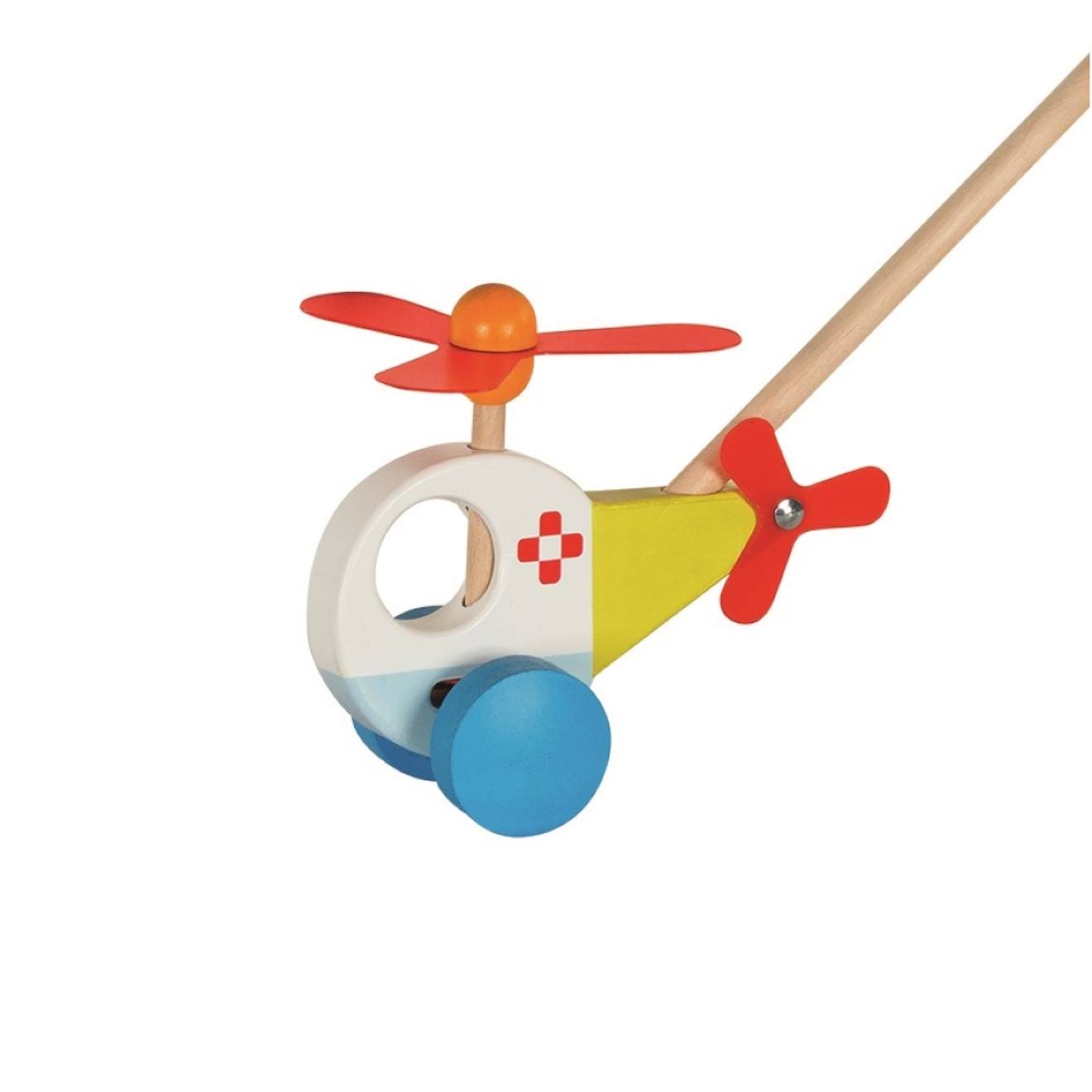 Véhicule à pousser hélicoptère bleu