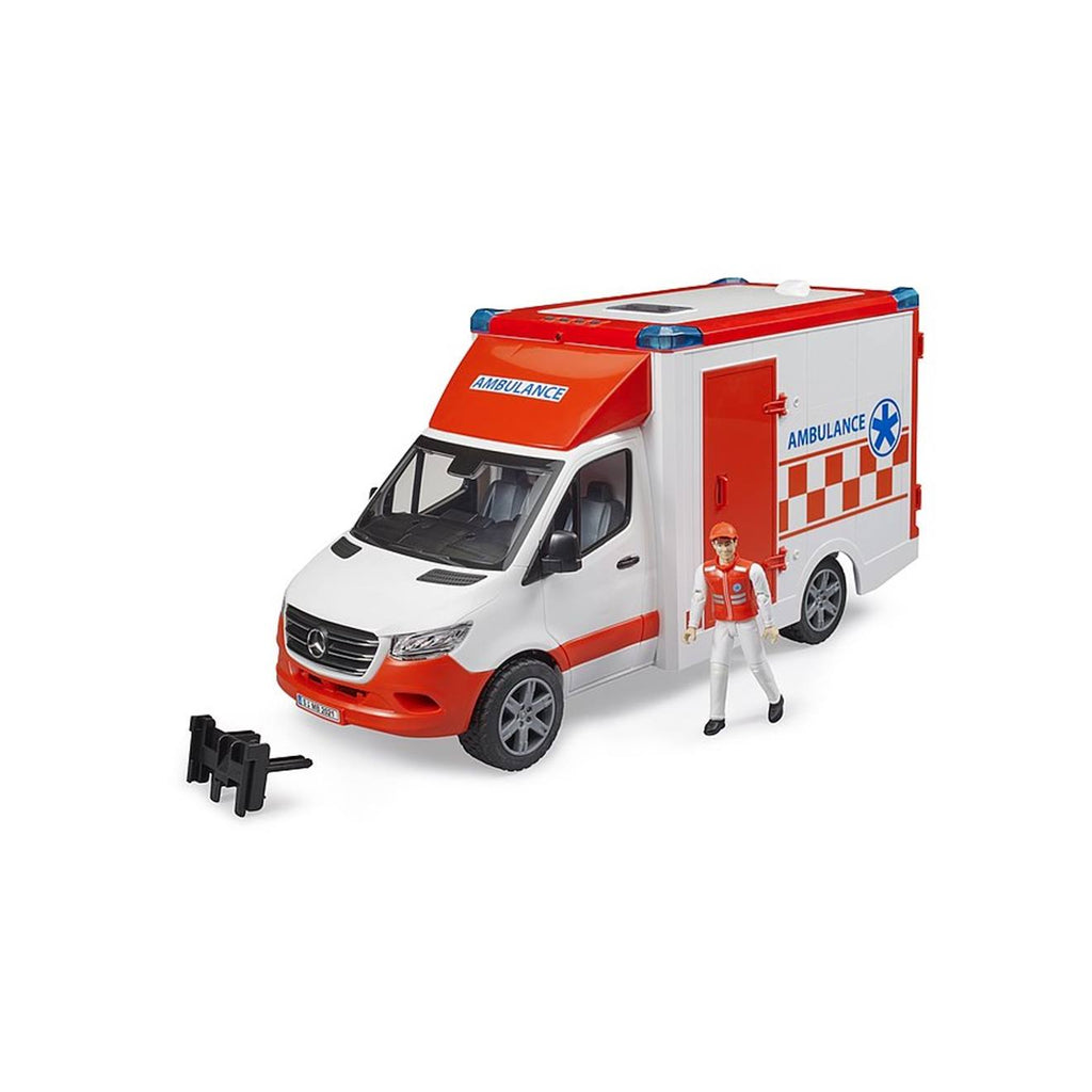 Véhicule ambulance mercedes benz sprinter avec conducteur et module son et lumière rouge et blanc
