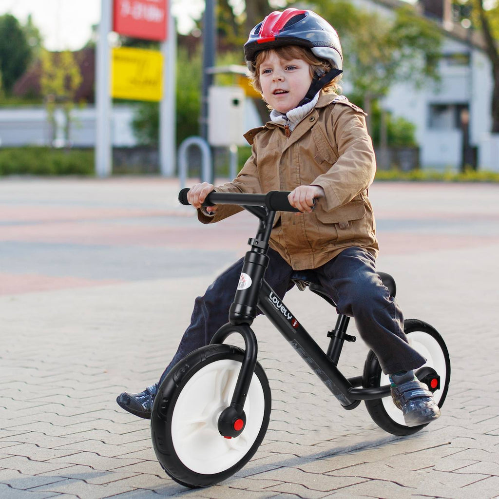 Vélo enfant draisienne 2 en 1 roulettes pédales amovibles hauteur selle réglable noir