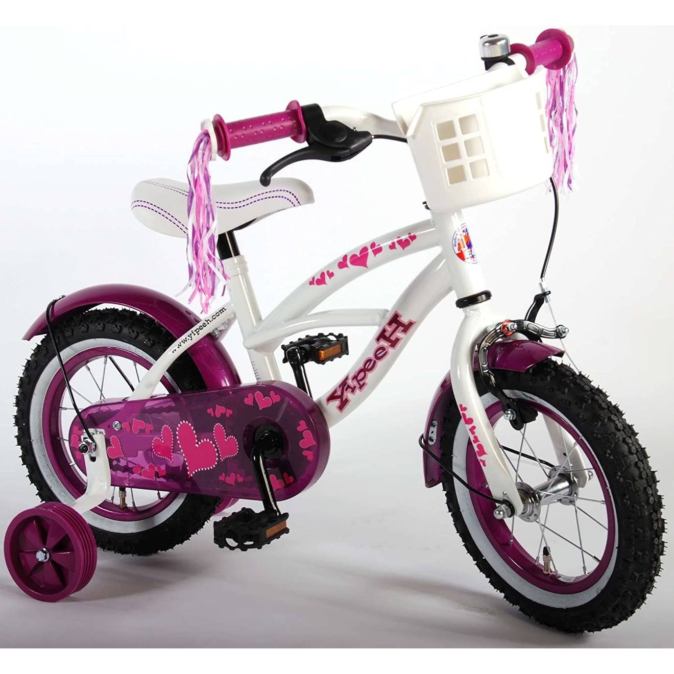 Vélo enfant heart cruiser 12 pouces blanc violet violet et blanc