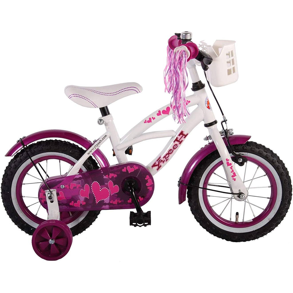 Vélo enfant heart cruiser 12 pouces blanc violet violet et blanc
