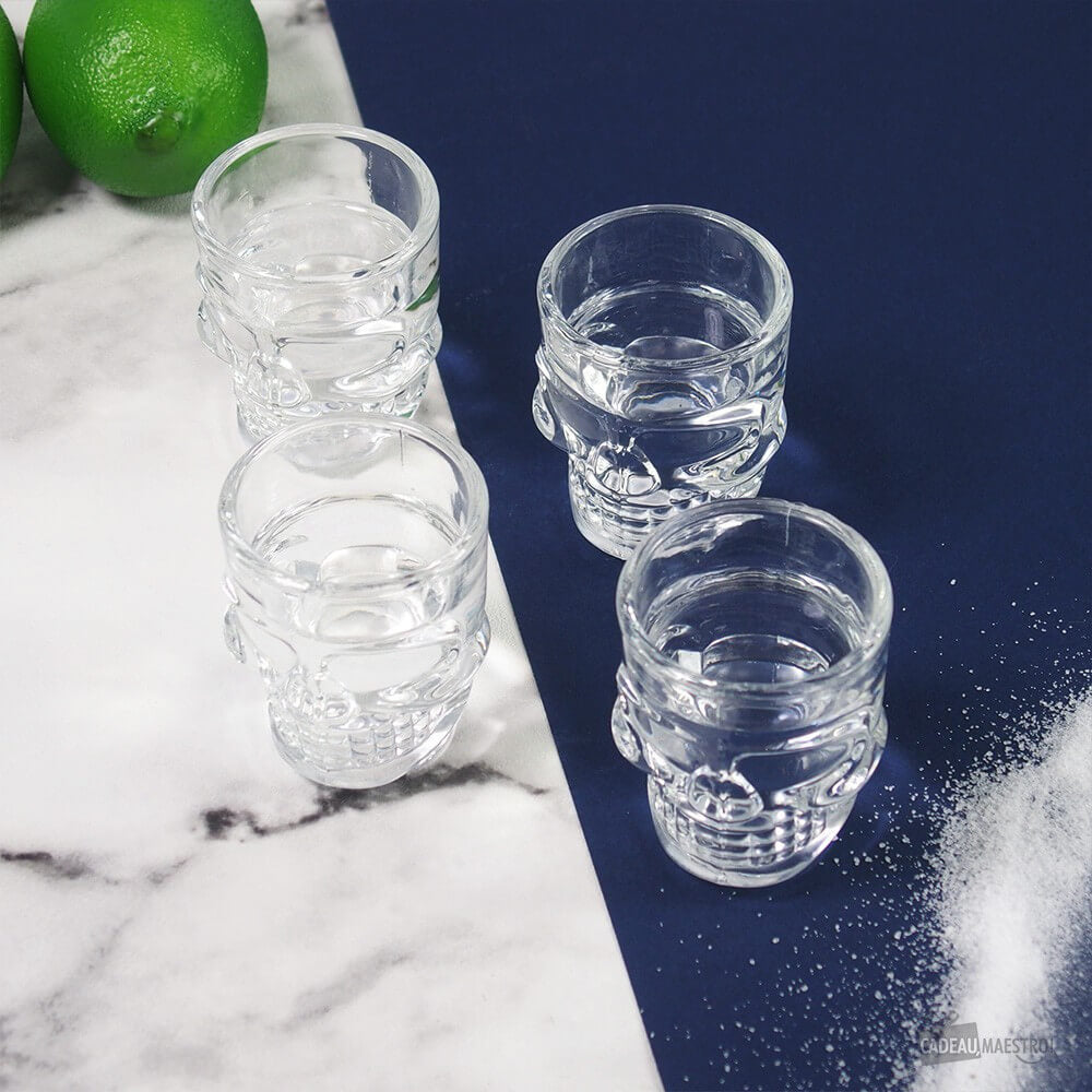 Verres à Shooter Tête de Mort (x4) - Apéro Original Kikkerland