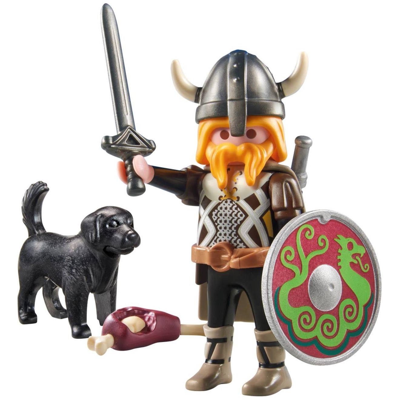 Viking avec son chien, bouclier, casque et armes 71755 multicolore