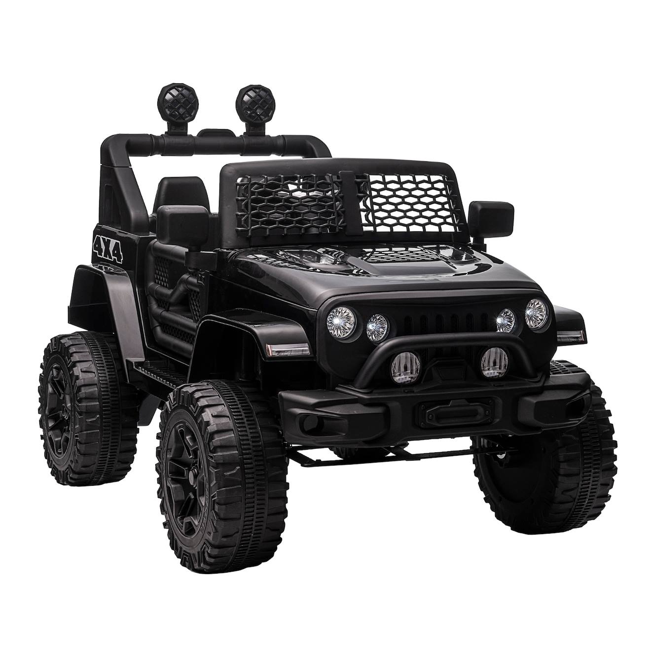 Voiture 4x4 électrique enfant 2 moteurs 35 w 5 km/h max télécommande effets lumineux sonores noir
