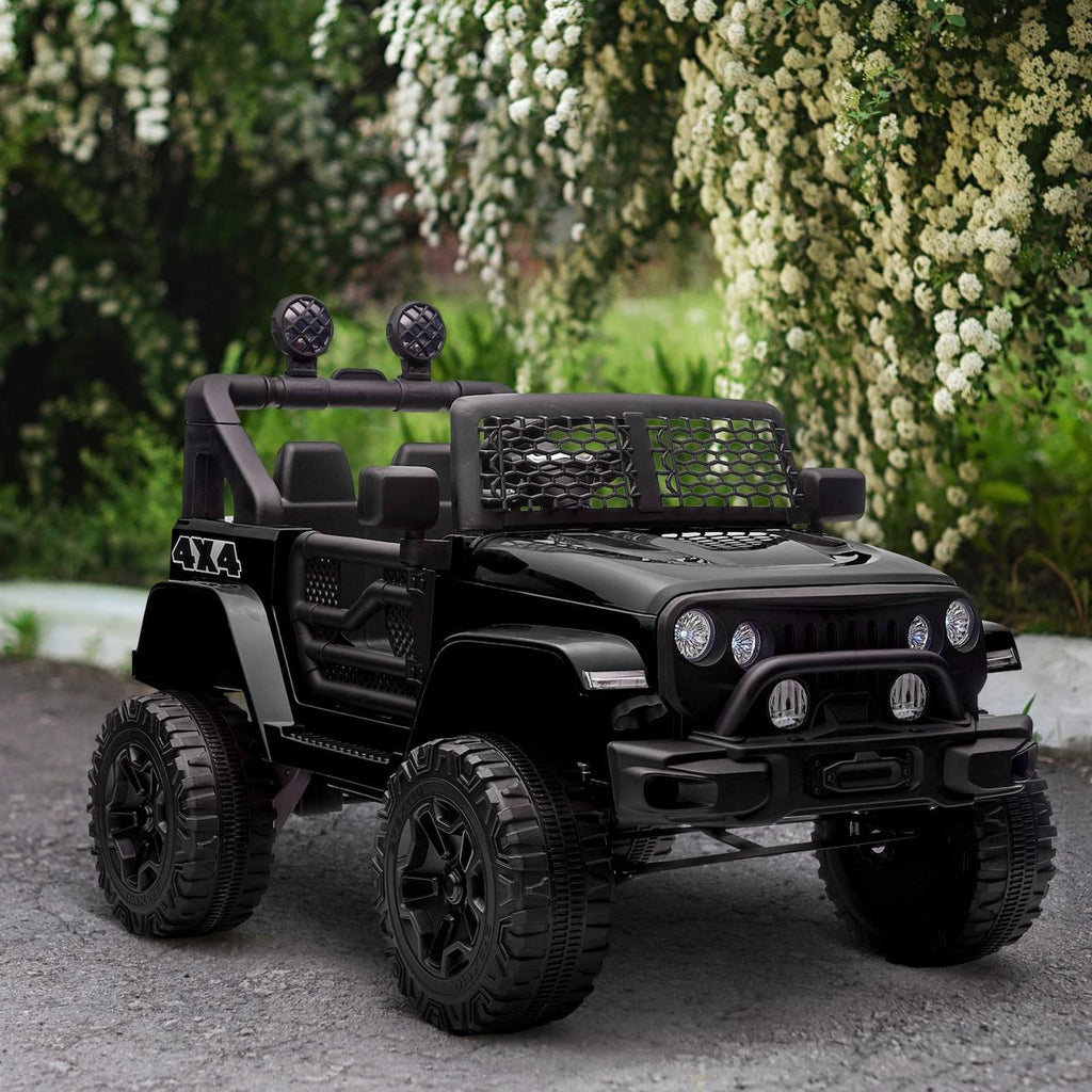 Voiture 4x4 électrique enfant 2 moteurs 35 w 5 km/h max télécommande effets lumineux sonores noir