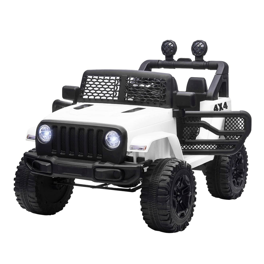 Voiture 4x4 électrique enfant 2 x 35 w 5 km/h max télécommande effets lumineux sonore blanc