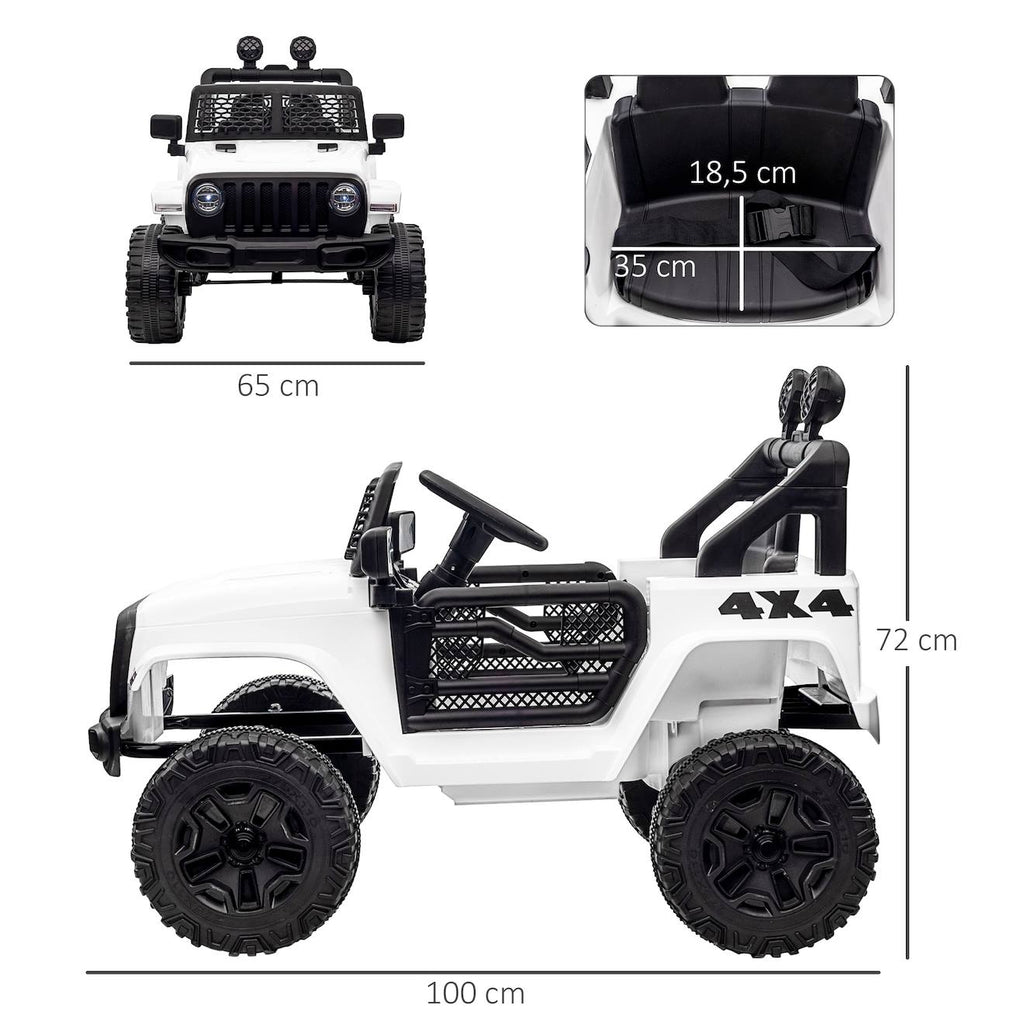 Voiture 4x4 électrique enfant 2 x 35 w 5 km/h max télécommande effets lumineux sonore blanc