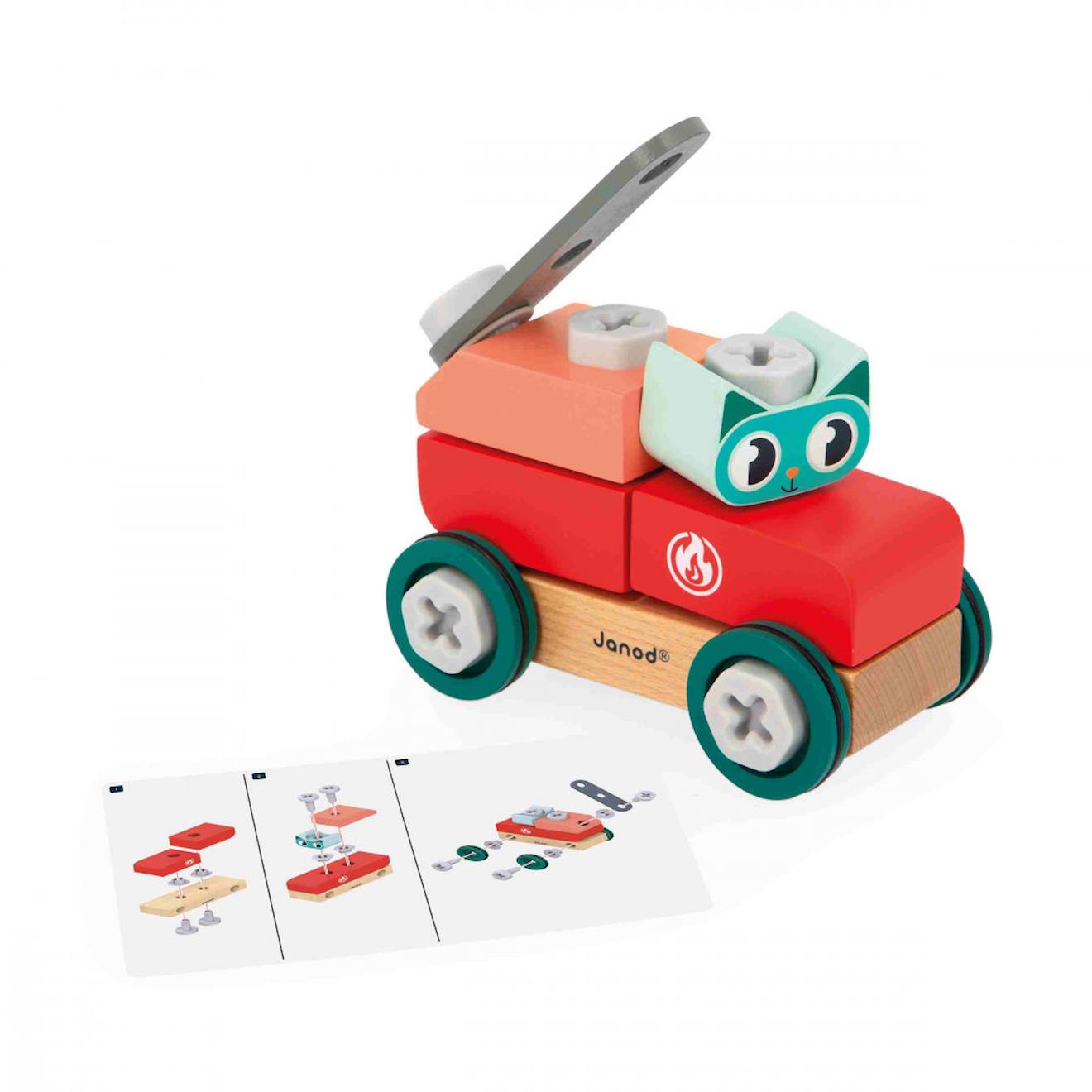 Voiture à bricoler chat en bois FSC multicolore