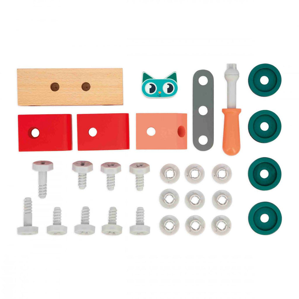 Voiture à bricoler chat en bois FSC multicolore
