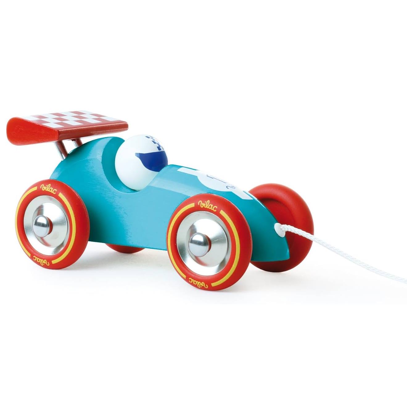 Voiture de course à tirer bleu