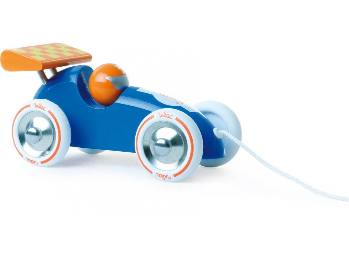 Voiture de course à tirer bleu