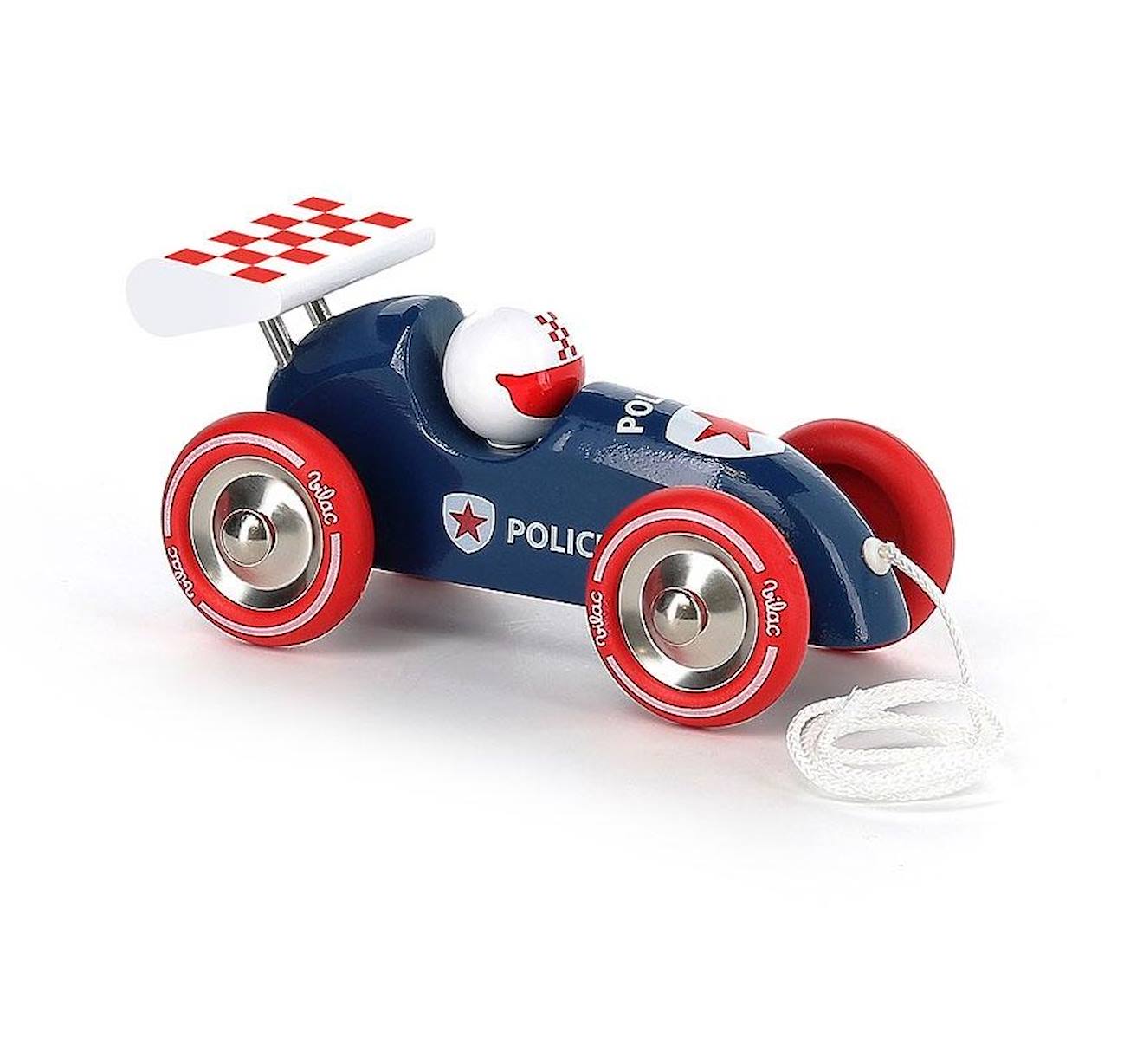 Voiture de course à tirer bleu