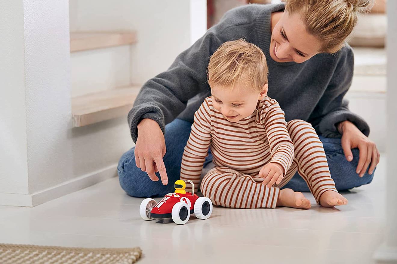 Voiture de course push and Go rouge