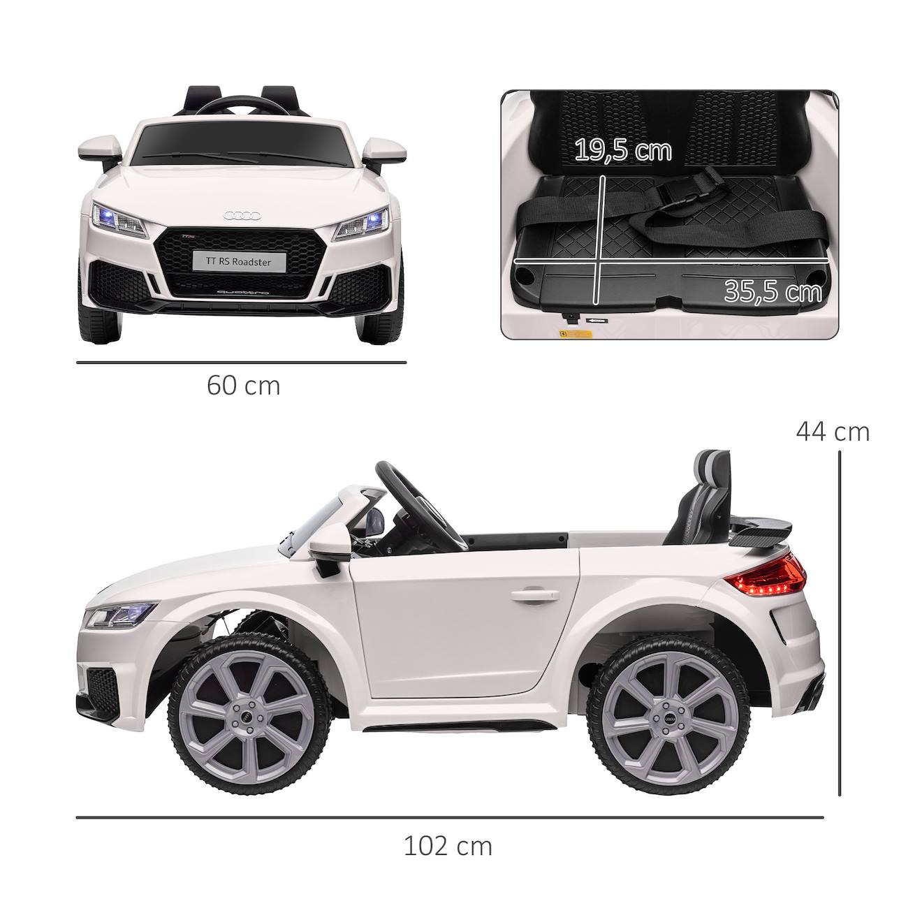 Voiture électrique enfant 12v audi tt rs blanc