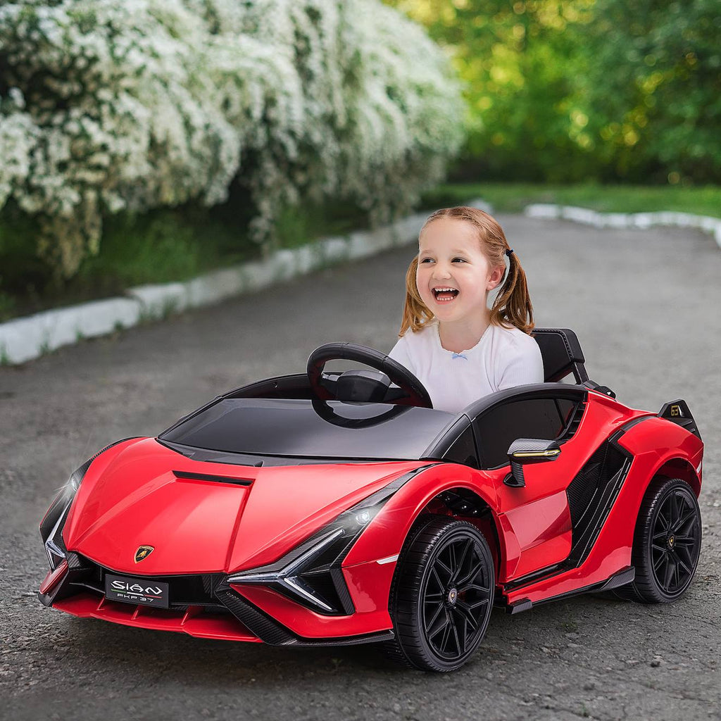 Voiture électrique enfant 12v sián sous licence lamborghini, télécommande, effets sonores, lumineux rouge