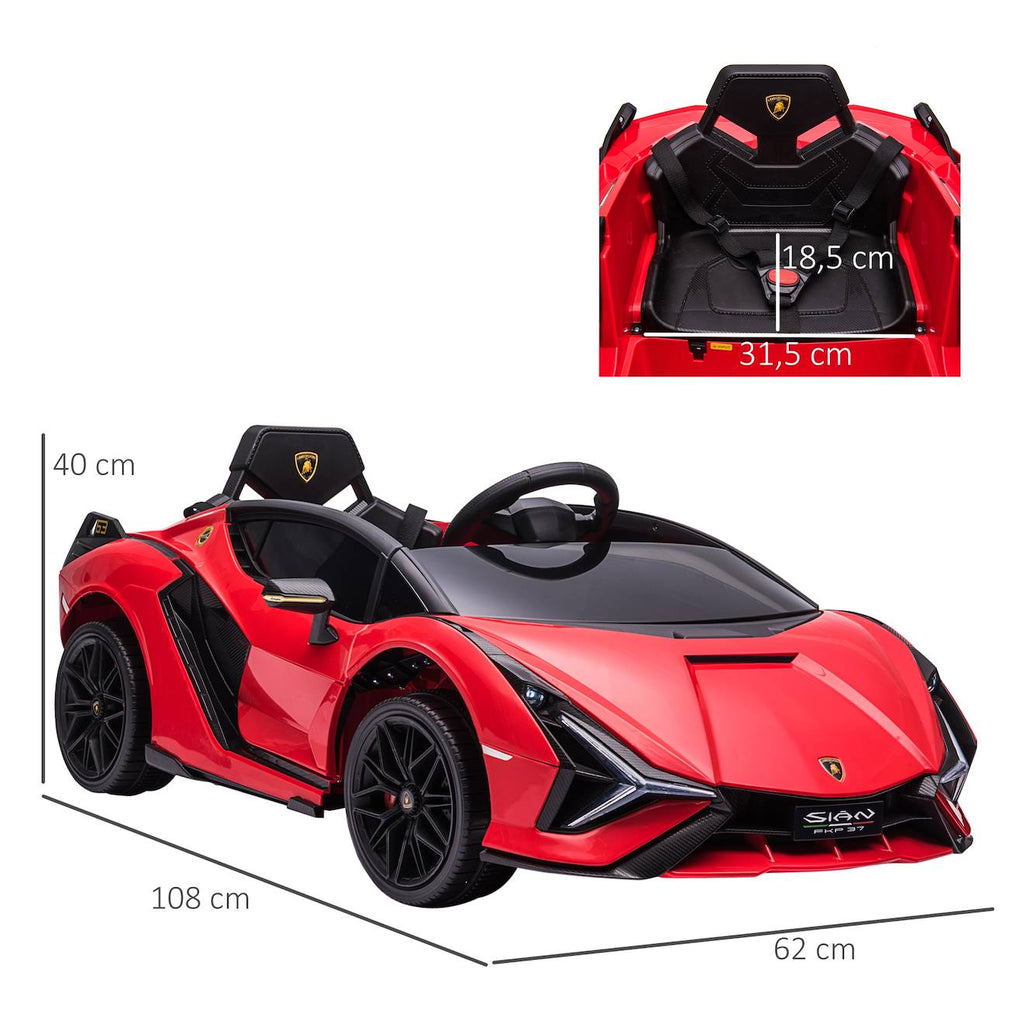 Voiture électrique enfant 12v sián sous licence lamborghini, télécommande, effets sonores, lumineux rouge