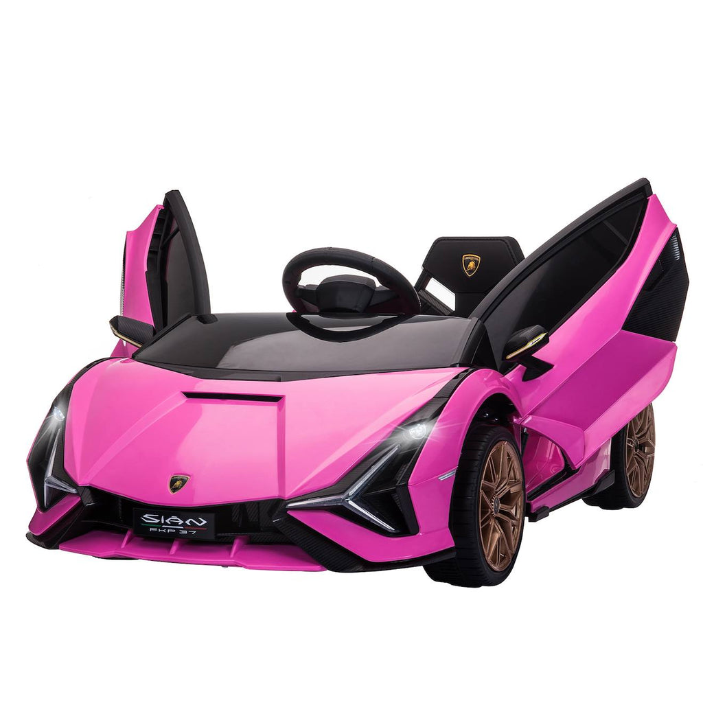 Voiture électrique enfant 12v sián sous licence lamborghini, télécommande, effets sonores, lumineux rose