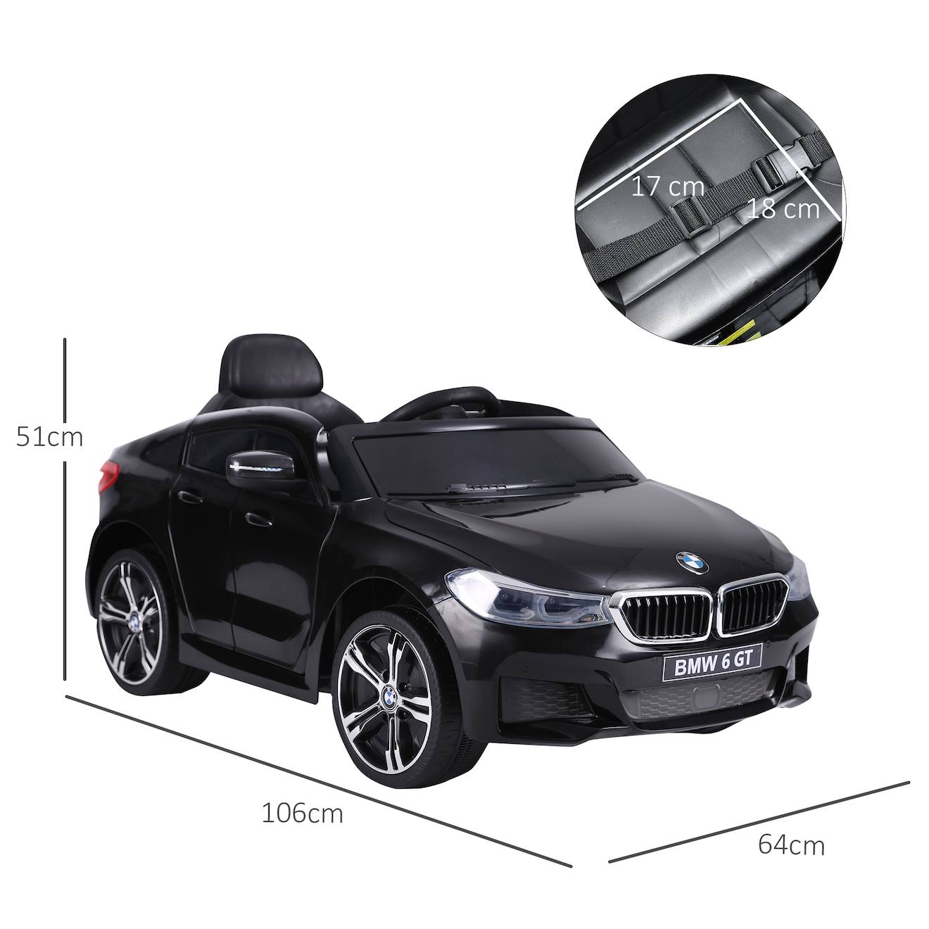 Voiture électrique enfant 6v bmw 6 gt noire noir