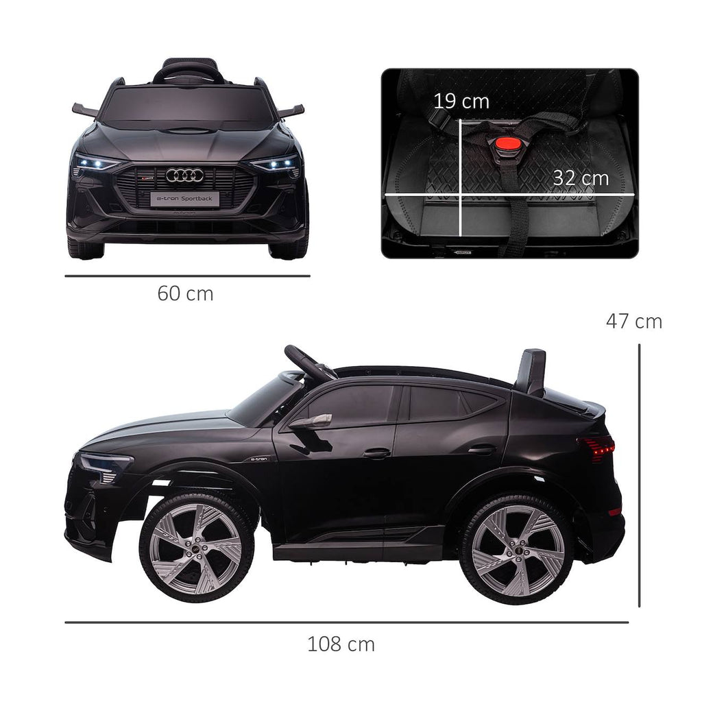 Voiture électrique enfant audi e-tron sportback s line 12 v 8 km/h max - effets sonores, lumineux - télécommande noir