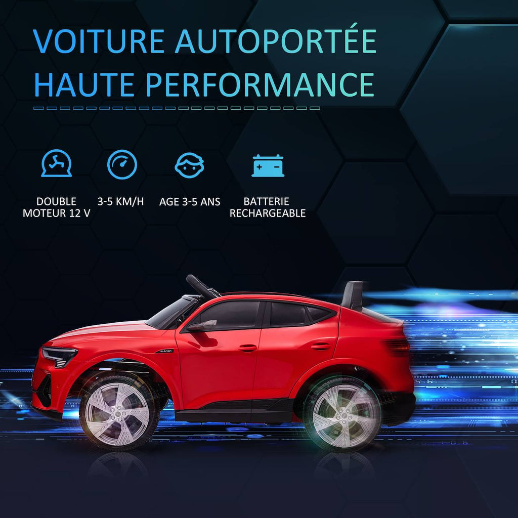Voiture électrique enfant audi e-tron sportback s line 12 v 8 km/h max - effets sonores, lumineux - télécommande rouge