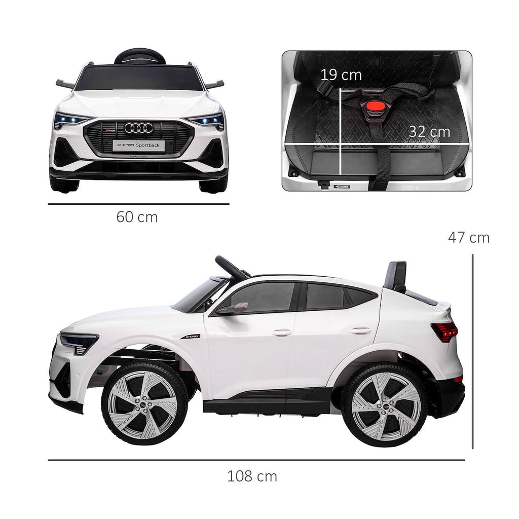 Voiture électrique enfant audi e-tron sportback s line 12 v 8 km/h max - effets sonores, lumineux - télécommande blanc