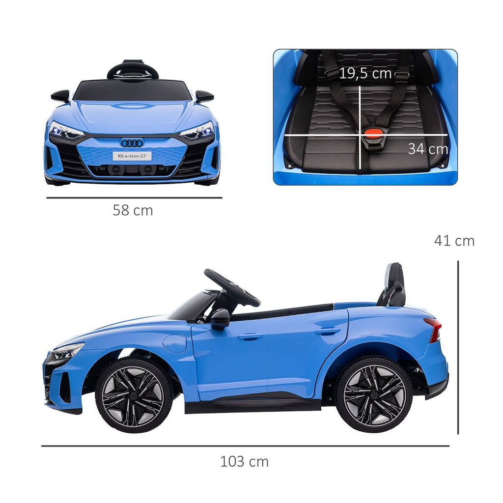 Voiture électrique enfant audi rs e-tron gt v max 5 km/h télécommande effets sonores lumineux bleu