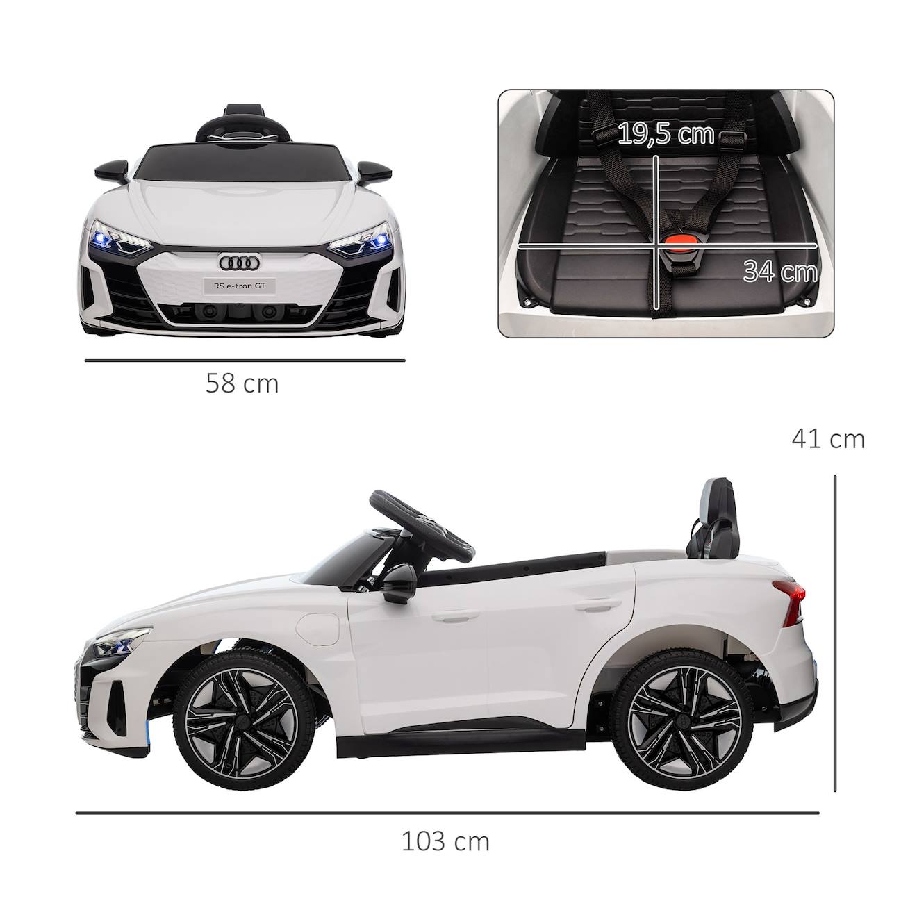 Voiture électrique enfant audi rs e-tron gt v max 5 km/h télécommande effets sonores lumineux blanc