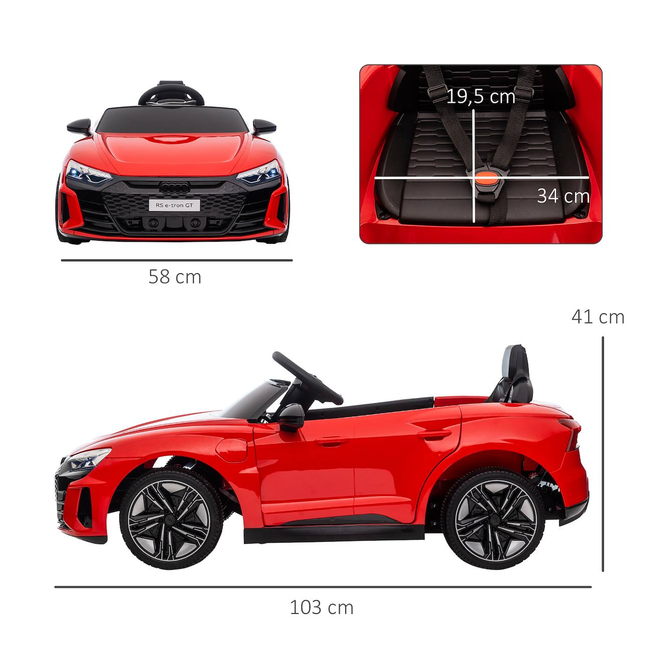 Voiture électrique enfant audi rs e-tron gt v max 5 km/h télécommande effets sonores lumineux rouge