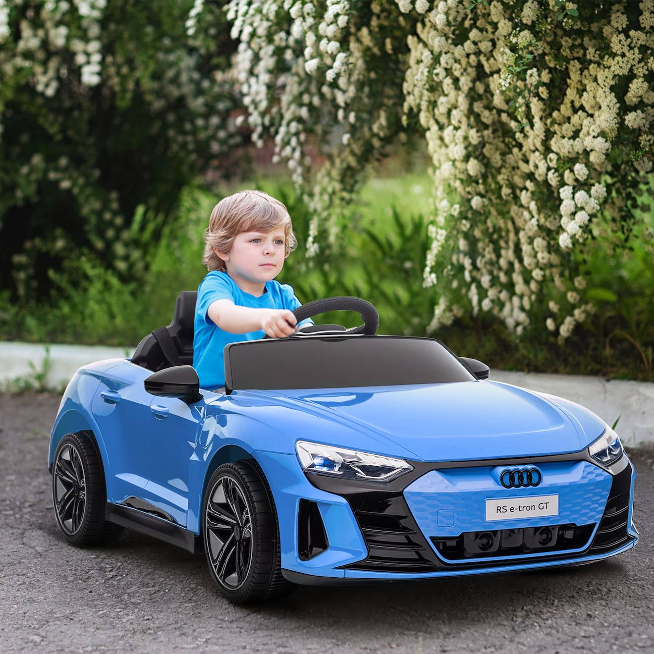 Voiture électrique enfant audi rs e-tron gt v max 5 km/h télécommande effets sonores lumineux bleu