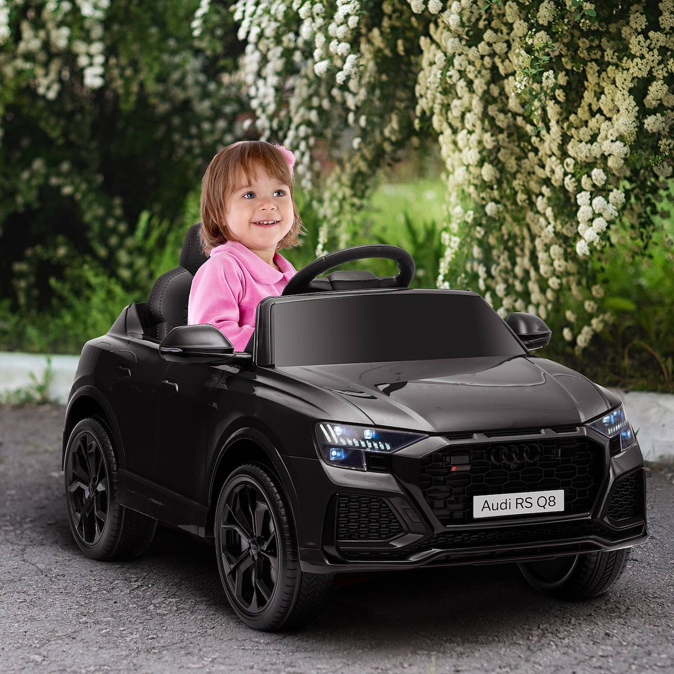 Voiture électrique enfant audi rs q8 - 2 moteurs - télécommande - effets sonores, lumineux noir