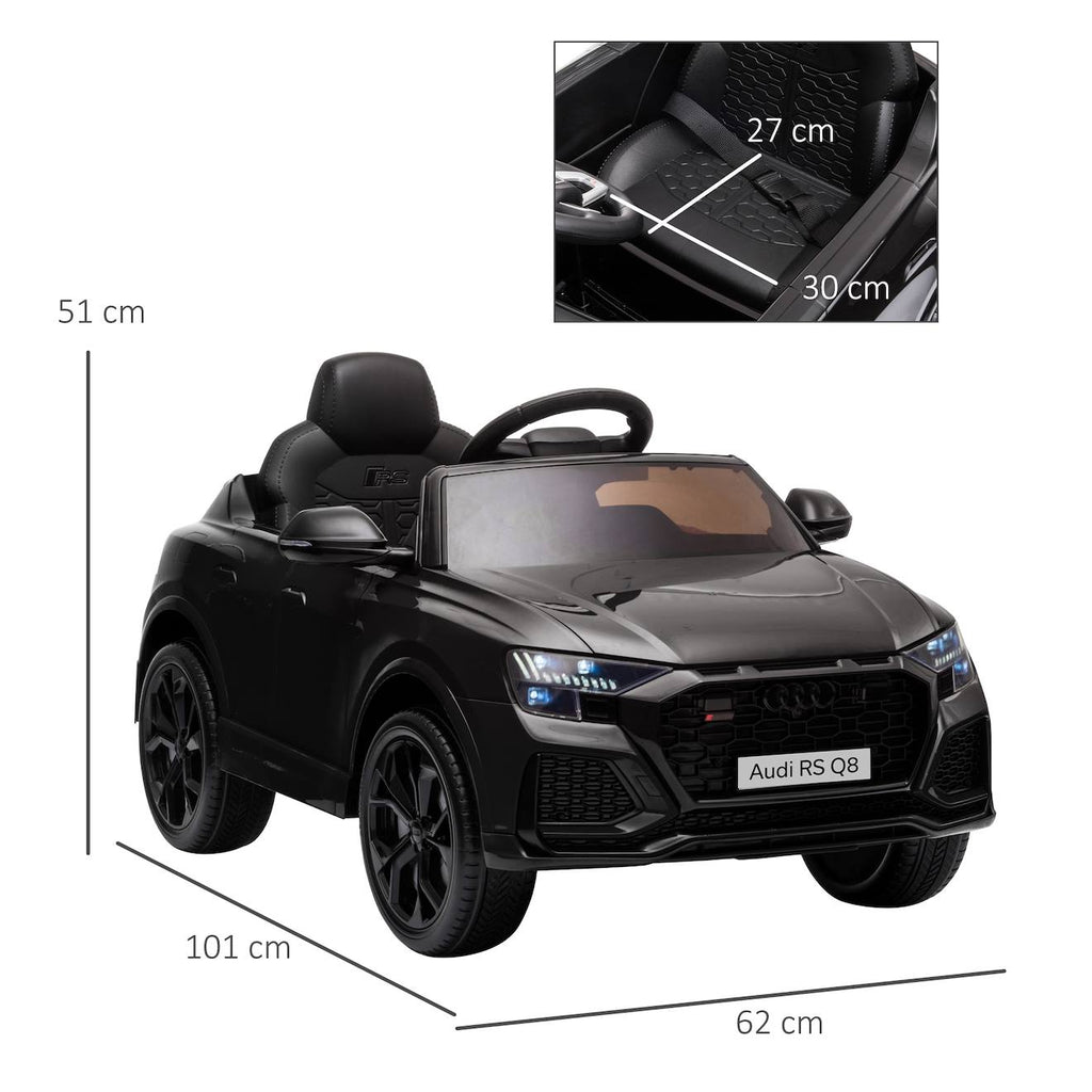 Voiture électrique enfant audi rs q8 - 2 moteurs - télécommande - effets sonores, lumineux noir