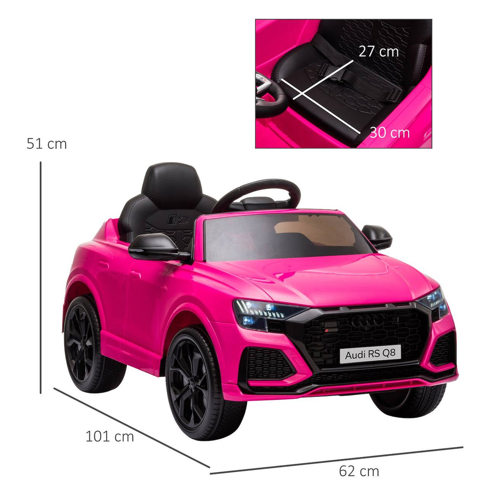Voiture électrique enfant audi rs q8 - 2 moteurs - télécommande - effets sonores, lumineux rose