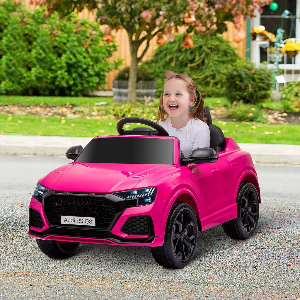 Voiture électrique enfant audi rs q8 - 2 moteurs - télécommande - effets sonores, lumineux rose