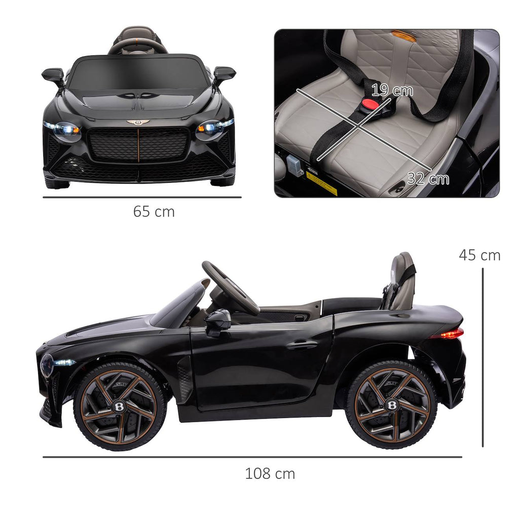 Voiture électrique enfant bentley bacalar 2 moteurs 2 x 25 w télécommande effets sonores et lumineux noir
