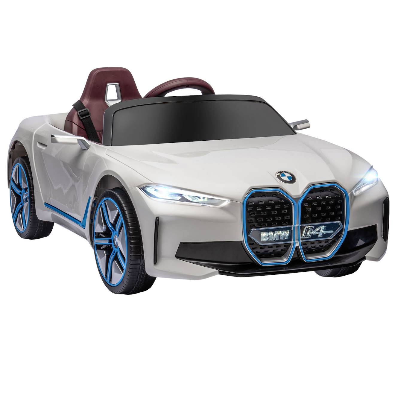 Voiture électrique enfant bmw i4 12v 5km/h max nombreux effets télécommande blanc
