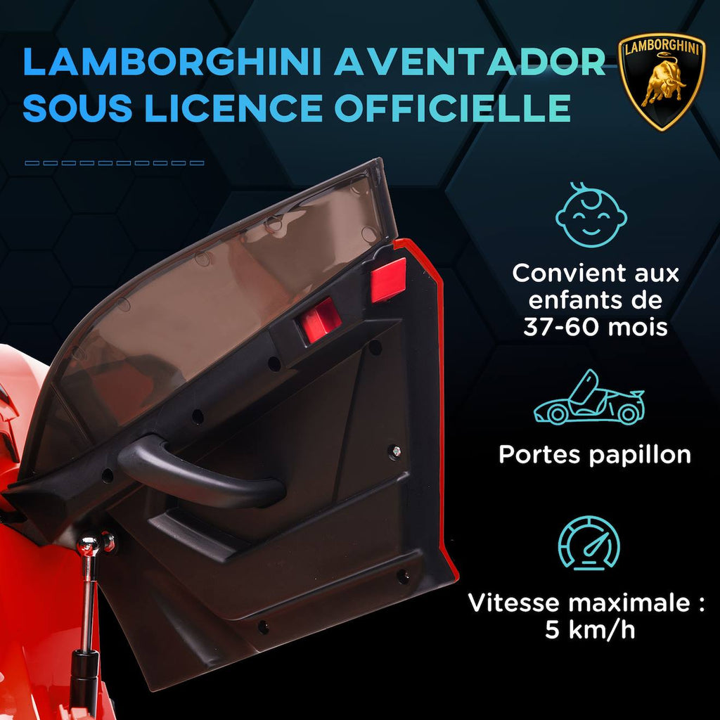 Voiture électrique enfant lamborghini aventador roadster svj télécommande effets sonores lumineux rouge