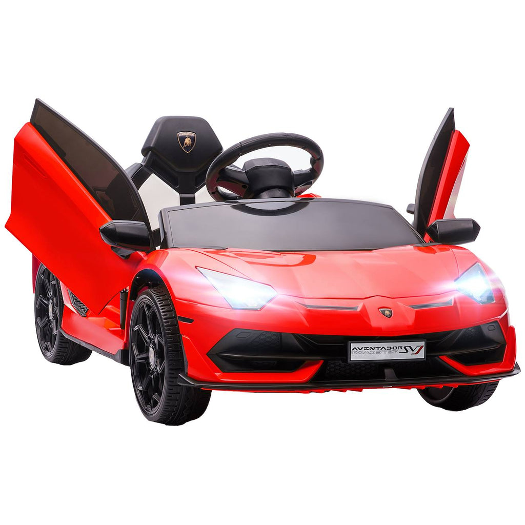 Voiture électrique enfant lamborghini aventador roadster svj télécommande effets sonores lumineux rouge