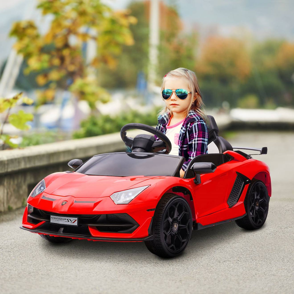 Voiture électrique enfant lamborghini aventador roadster svj télécommande effets sonores lumineux rouge