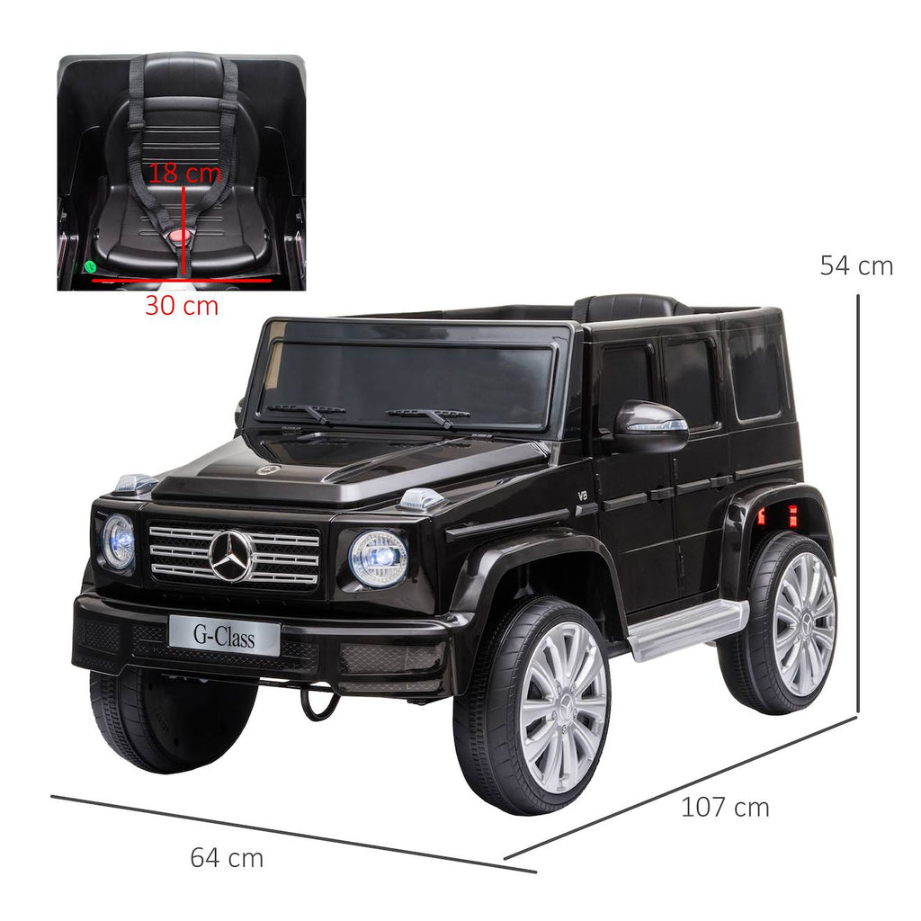 Voiture électrique enfant mercedes benz classe g 12v - v max 5km/h - télécommande - effets sonores lumineux noir