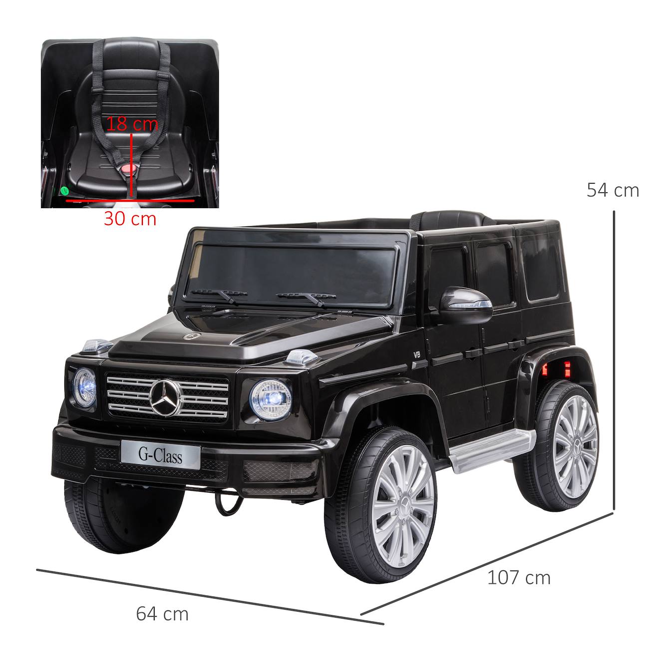 Voiture électrique enfant mercedes benz classe g 12v - v max 5km/h - télécommande - effets sonores lumineux noir