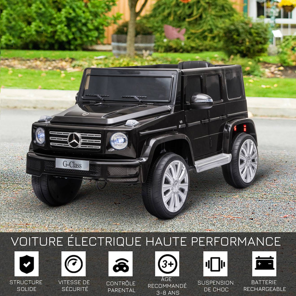 Voiture électrique enfant mercedes benz classe g 12v - v max 5km/h - télécommande - effets sonores lumineux noir
