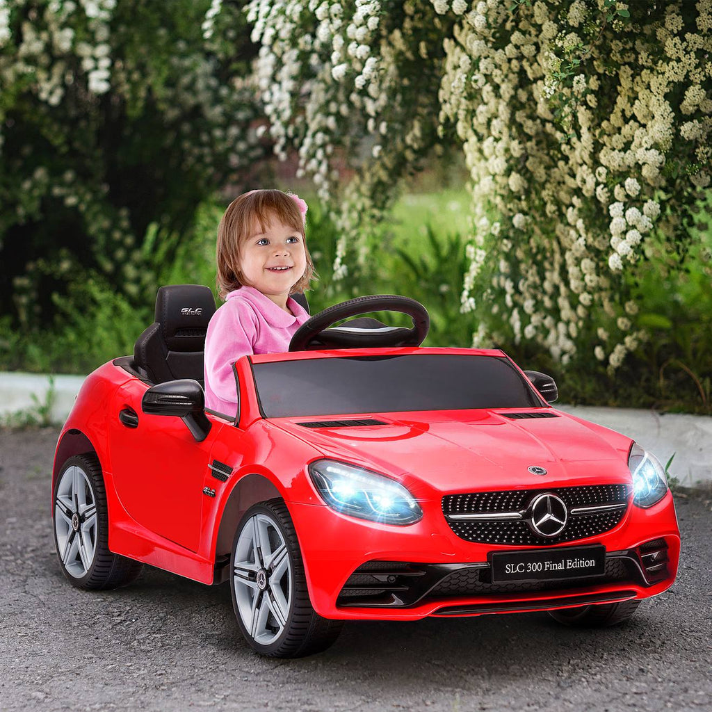 Voiture électrique enfant mercedes slc 300 6 v 5 km/h max télécommande effets sonores lumineux rouge