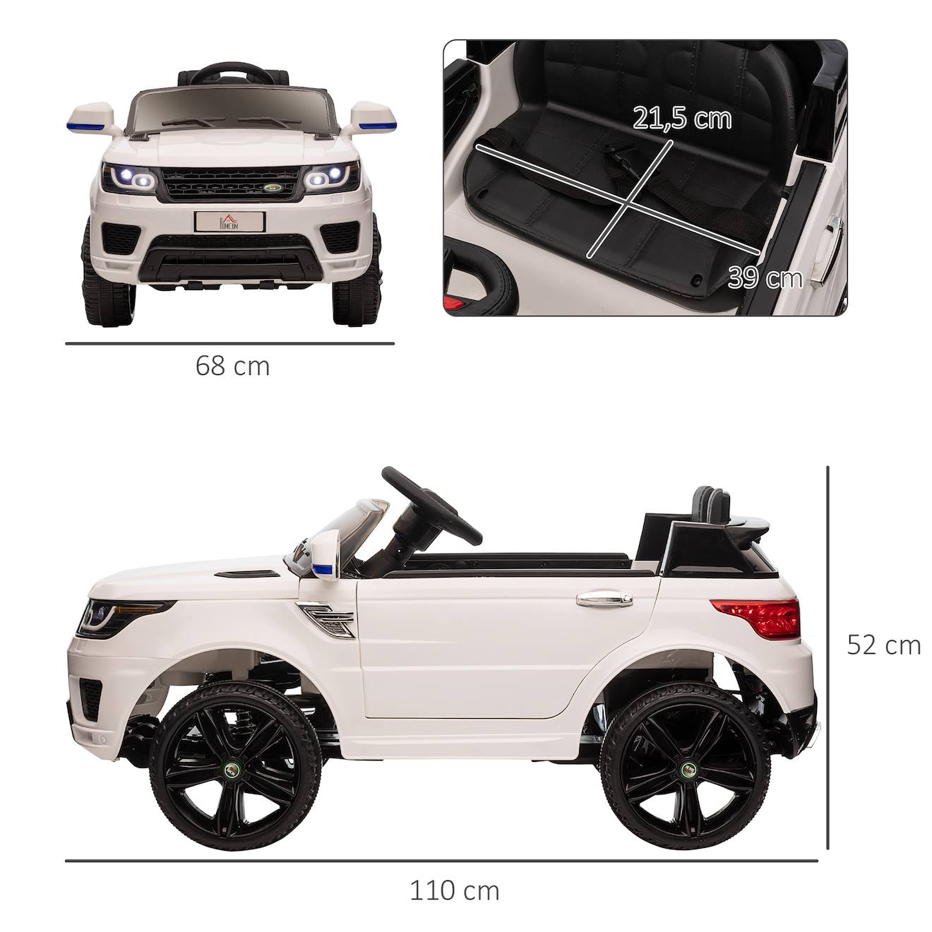 Voiture électrique enfant suv 4x4 - 12v, 5km/h max - télécommande - nombreux effets blanc