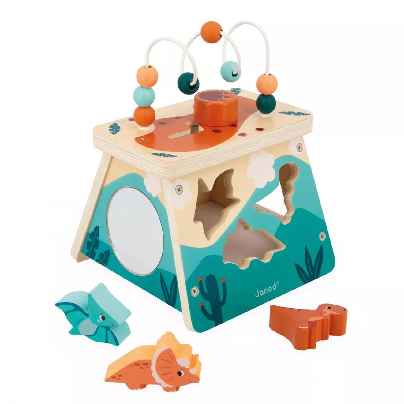 Volcan multi-activités dino en bois FSC multicolore