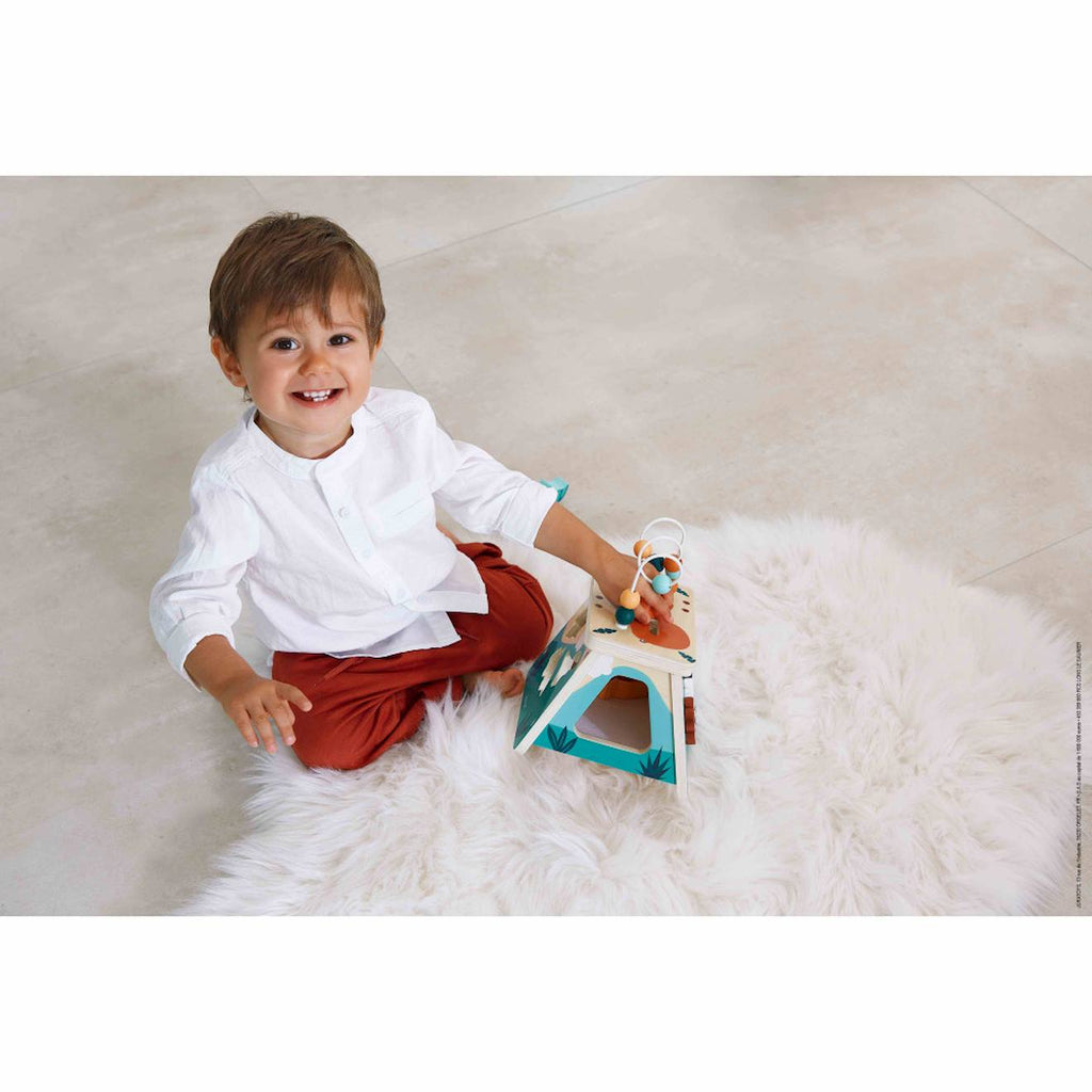 Volcan multi-activités dino en bois FSC multicolore