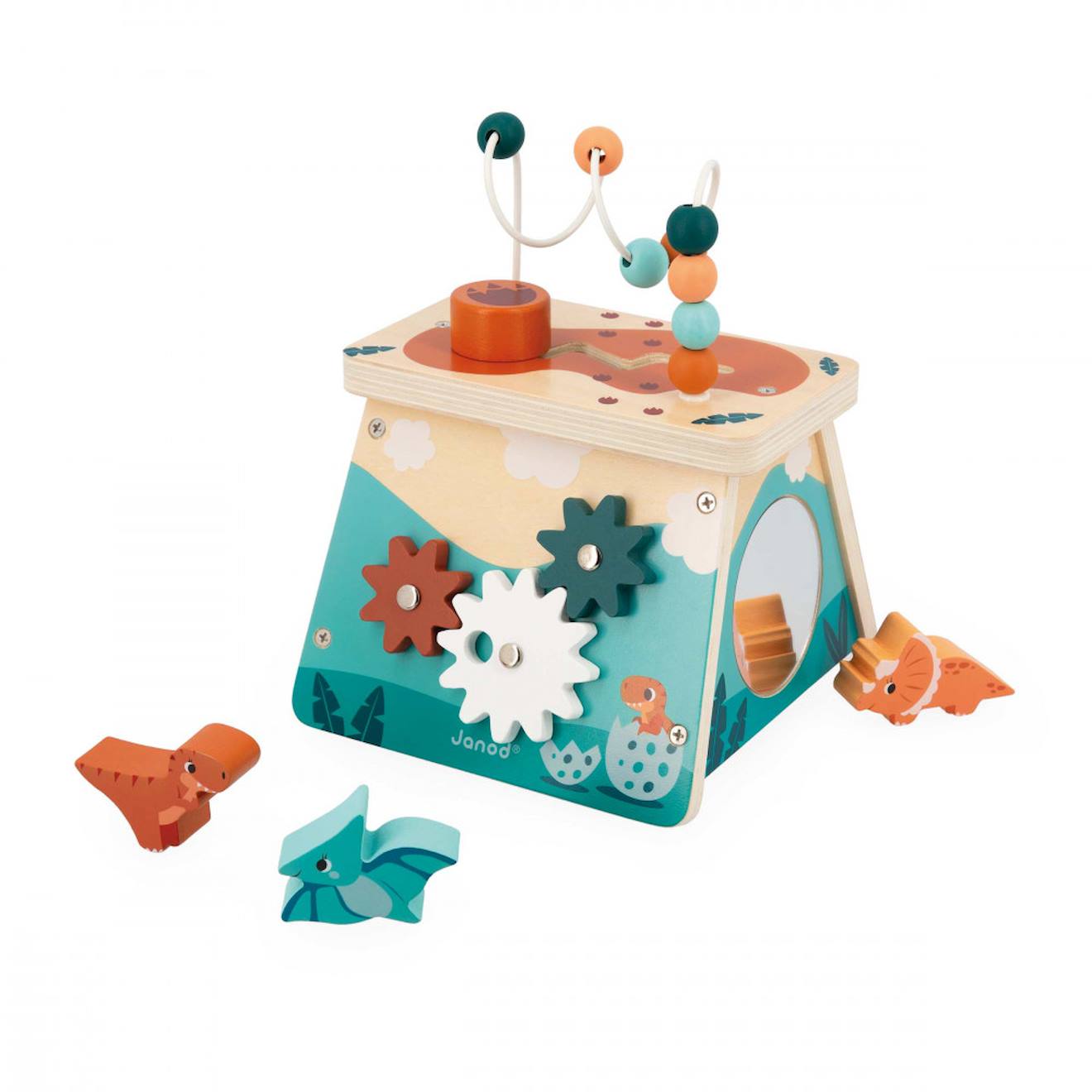 Volcan multi-activités dino en bois FSC multicolore