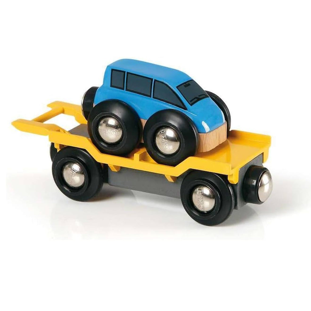 Wagon transport de voiture bleu