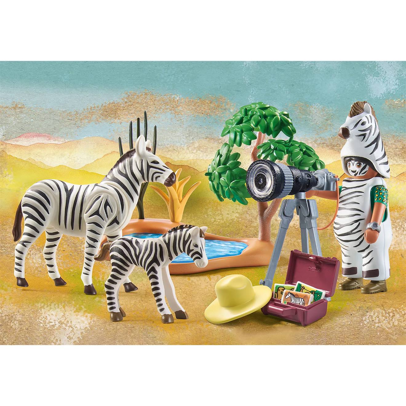 Wiltopia photographe avec déguisement et zèbres 71295 multicolore